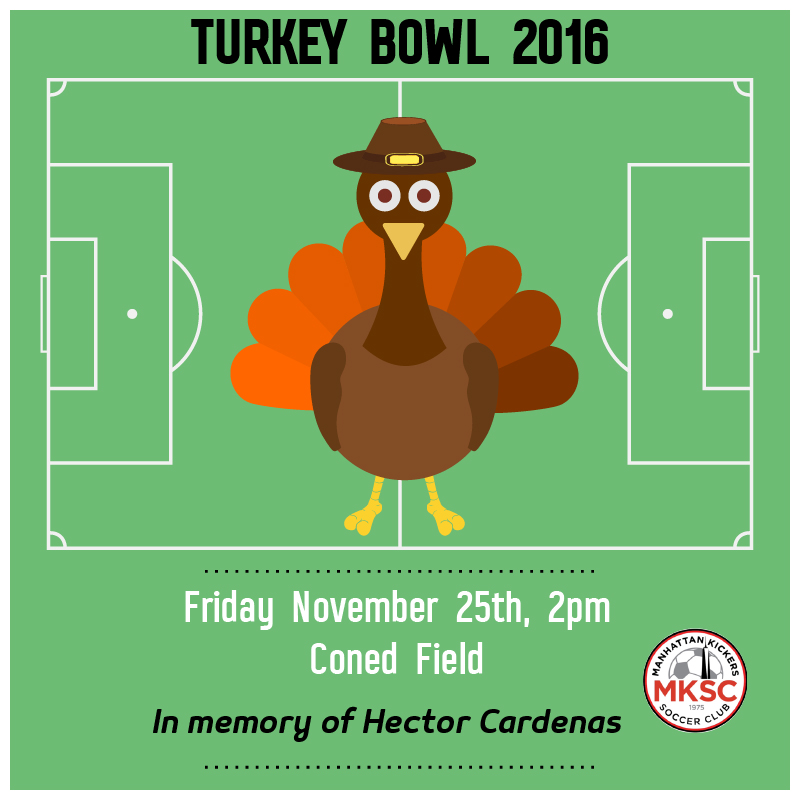 Turkey Bowl. soccer family event in NYC organized by Manhattan Kickers
