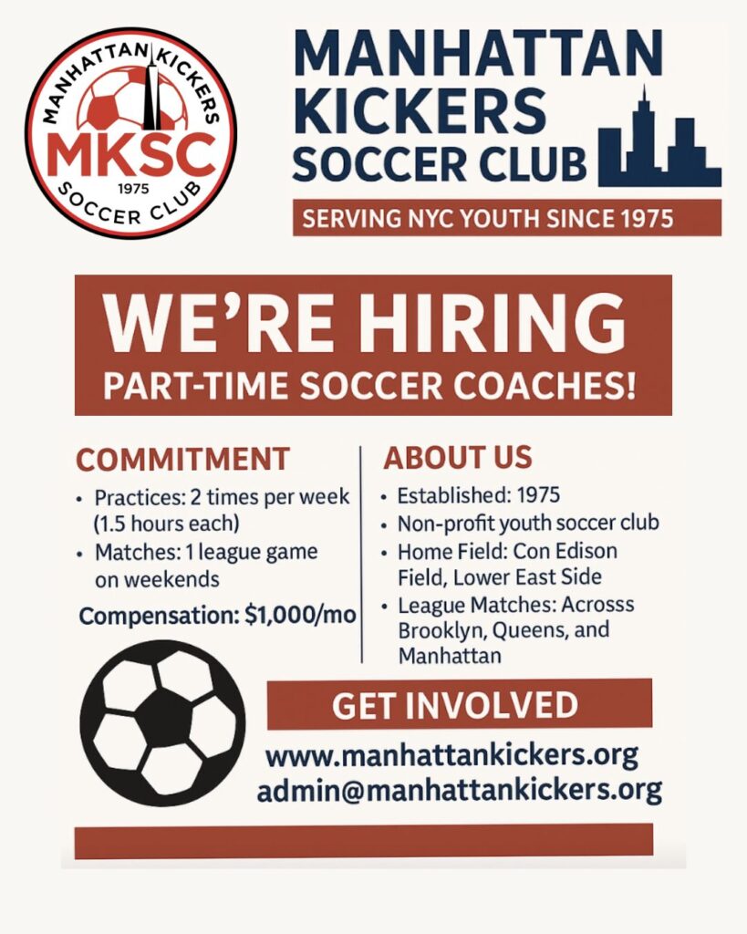 Join the Manhattan Kickers Family – Now Hiring Part-Time Soccer Coaches!